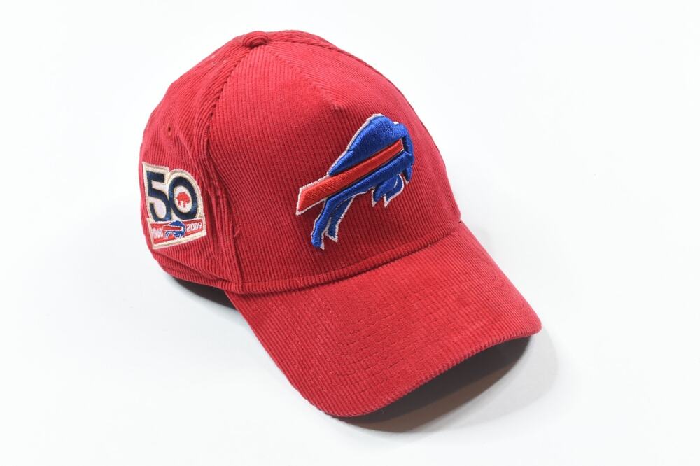 New Era Buffalo Bills Corduroy Hat Adult Red Snapback 50th Anniversary 9Forty